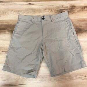 Theory Mens Khaki Flat Front Chino Shorts Size 32 Zaine Neoteric Perfrormance